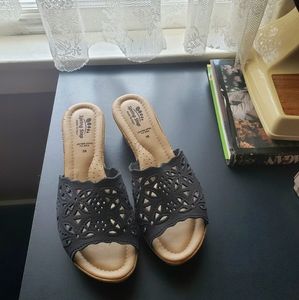 leather/cork platform wedges